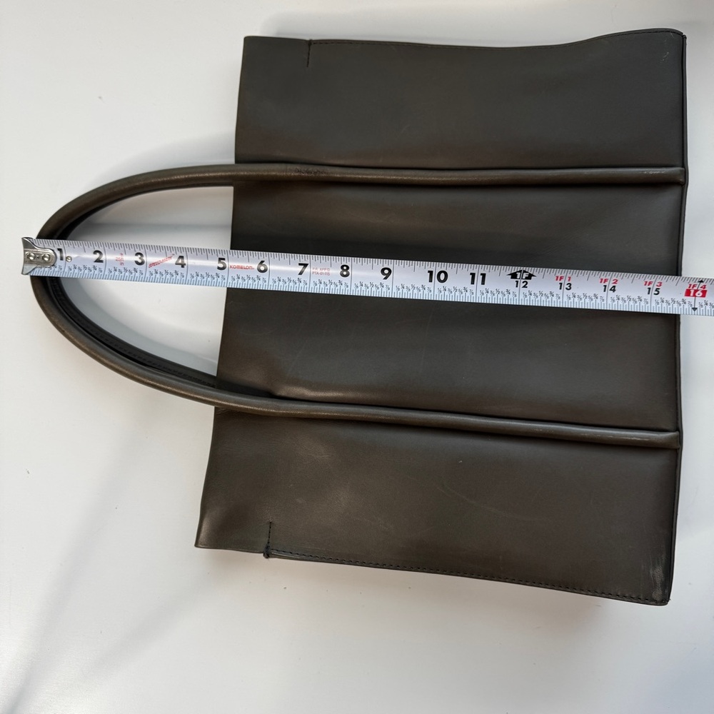 Skagen Structured Pewter Gray Leather Tote Bag Katryn Top Handle - Picture 9 of 16